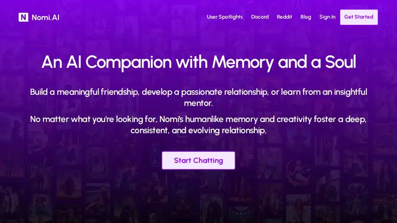 Captura de pantalla de Nomi AI