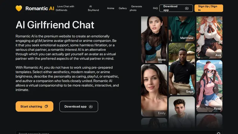 Captura de pantalla de Romantic AI